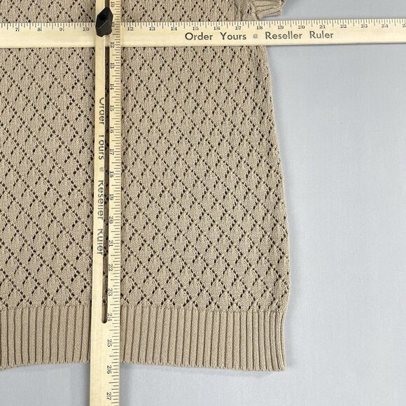 Croft and Barrow Knit Button Down Sweater Women's Large Tan Preppy Academia - Picture 7 of 9